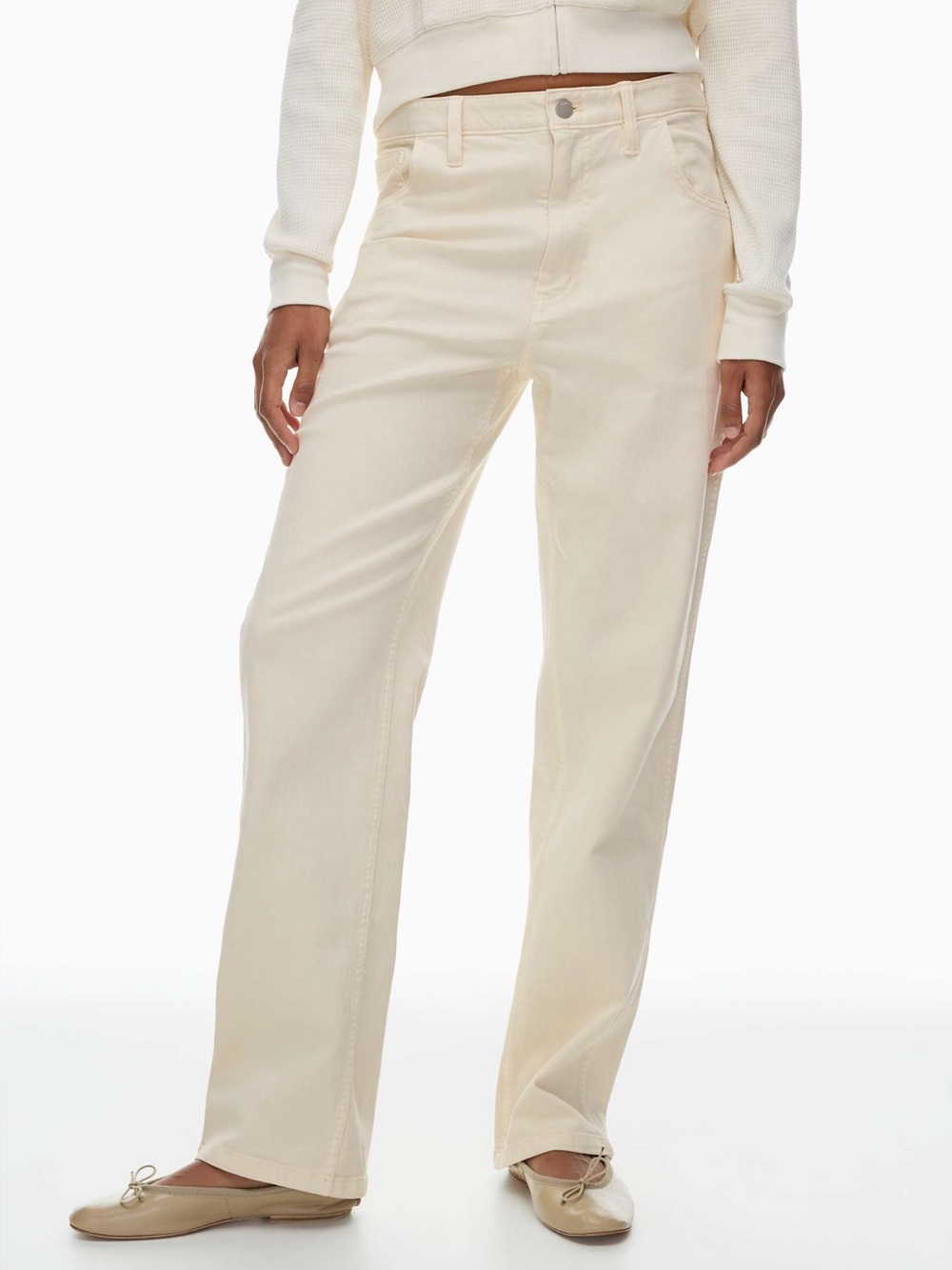 Aritzia TNA '90s Camden Pant - Off-White Beige High-rise Cotton Twill Khakis